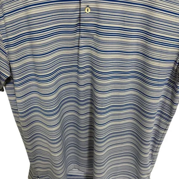 Peter Millar Summer Comfort Golf Polo Shirt Size XL Striped Golf Logo Blue - Picture 4 of 7
